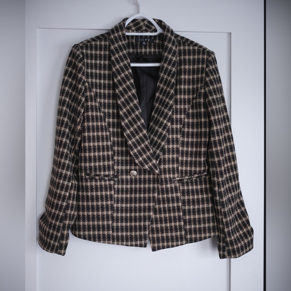 Vici Black and Tan Plaid Blazer and pants set